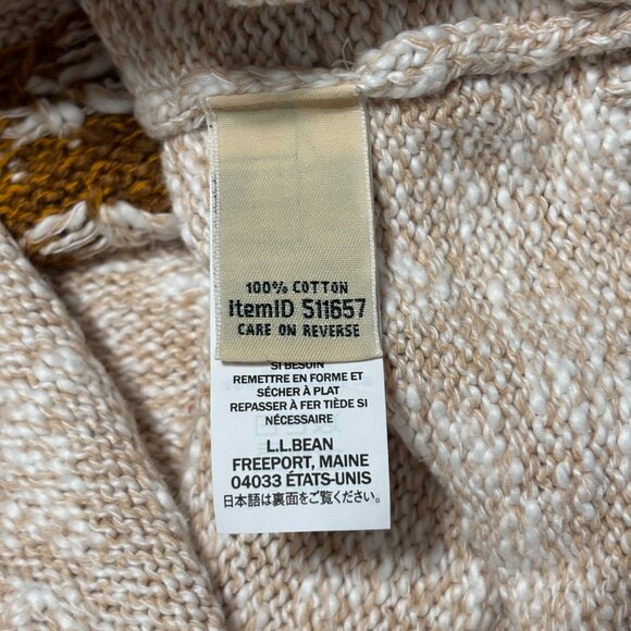 L.L.Bean Fair Isle Turtleneck Sweater Petite S Cotton Nordic Winter Cream Knit - Picture 6 of 10